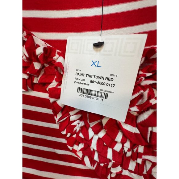 Liz Claiborne Womens Paint the Town Red Blouse Size XL Red Stripe Sleeveless NWT - Picture 3 of 8